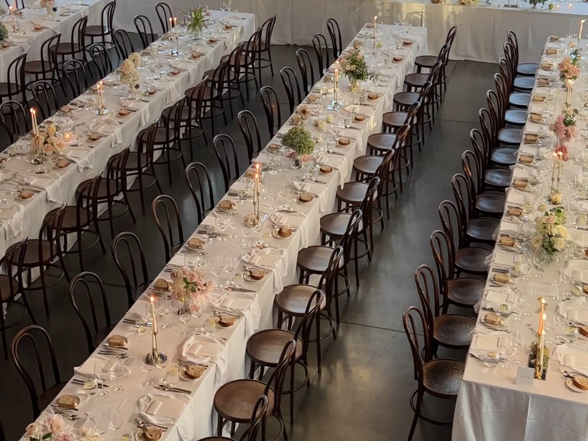 Banquet tables, set