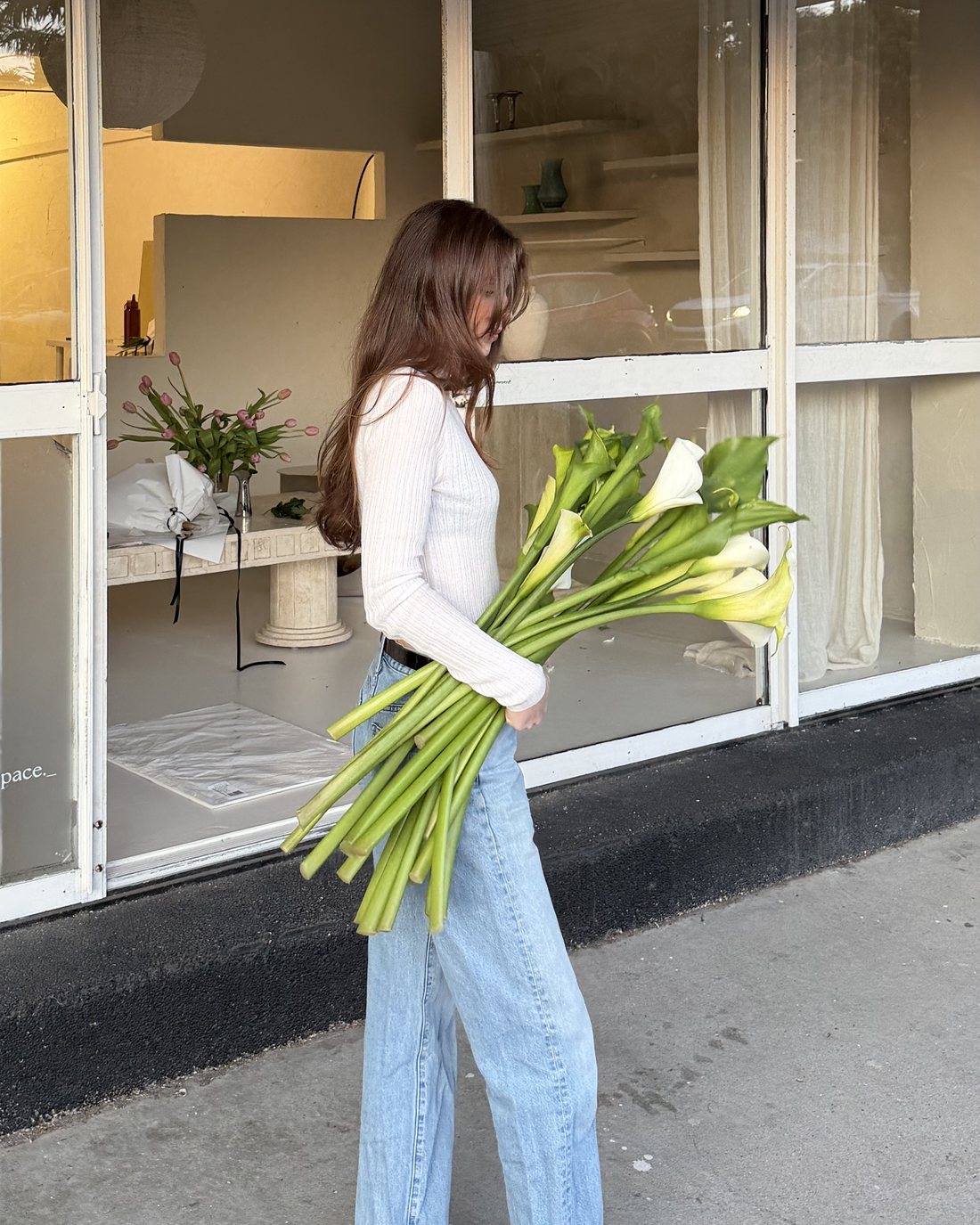 Carrying flowers out